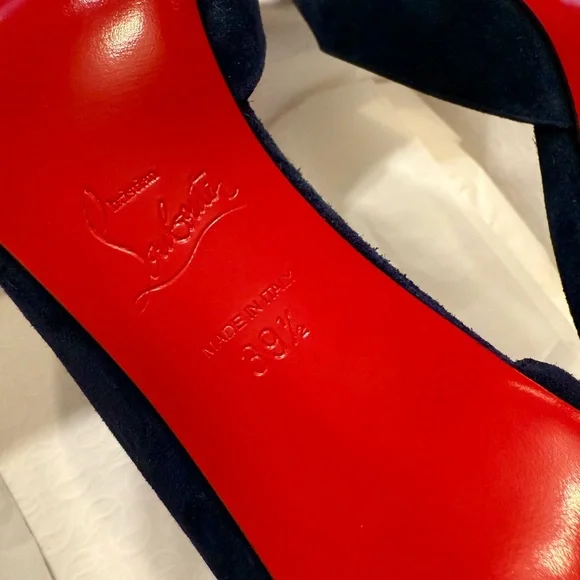 Christian Louboutin Dark Blue Suede Heels - Picture 5 of 11